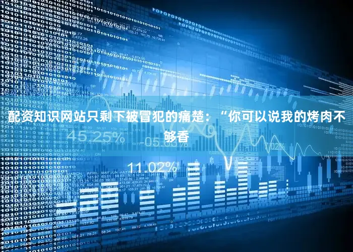 配资知识网站只剩下被冒犯的痛楚：“你可以说我的烤肉不够香